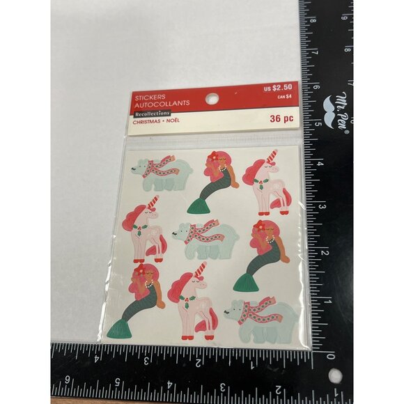 Recollections Christmas Noël Stickers 36 Pc Mermaid polar Bear Unicorn 564438 - Picture 3 of 3